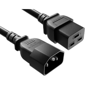 CableLeader 2ft 14 AWG 15A 250V Heavy Duty Power Cord Cable IEC320 C14 to IEC320 C19, UL Listed