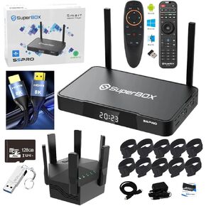 2025 New S 5-Pro Box WiFi 6 WiFi Extender Voice Remote, Dual Band, USB 3.0 and 5.2Bluetooth