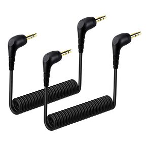 2-Pack 3.5mm Microphone Cable Compatible with DJI Mic Mini & Hollyland Lark M2S Wireless Microphone Receiver, Coiled Dual 3.5mm TRS Patch Cable Audio Mic Cord for DSLR Cameras