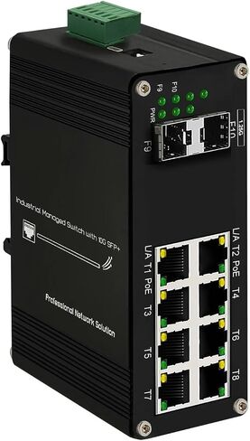 Industrial Din Rail Switch Gigabit Ethernet Industrial L2+ Managed Ethernet (PoE) Fiber Switch 8-Port 10/100/1000T + 2/6-Port 1000X SFP IEEE 802.3af/at Aluminum Case IP40(PoE 8GE 2SFP) in Saudi Arabia