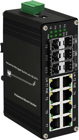 Industrial Din Rail Switch Gigabit Ethernet Industrial L2+ Managed Ethernet (PoE) Fiber Switch 8-Port 10/100/1000T + 2/6-Port 1000X SFP IEEE 802.3af/at Aluminum Case IP40(PoE 8GE 2SFP) in Saudi Arabia