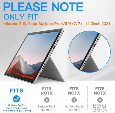 BRAECNstock for Microsoft Surface Pro 7+ Plus/ 7/6/ 5/4 Case 12.3 inch, Shockproof Rugged Protective Cover with Hand Strap+Stand, Pencil Holde, Compatible with Type Cover Keyboard, Black in Saudi Arabia