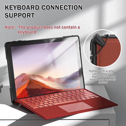 BRAECNstock for Microsoft Surface Pro 7+ Plus/ 7/6/ 5/4 Case 12.3 inch, Shockproof Rugged Protective Cover with Hand Strap+Stand, Pencil Holde, Compatible with Type Cover Keyboard, Black in Saudi Arabia