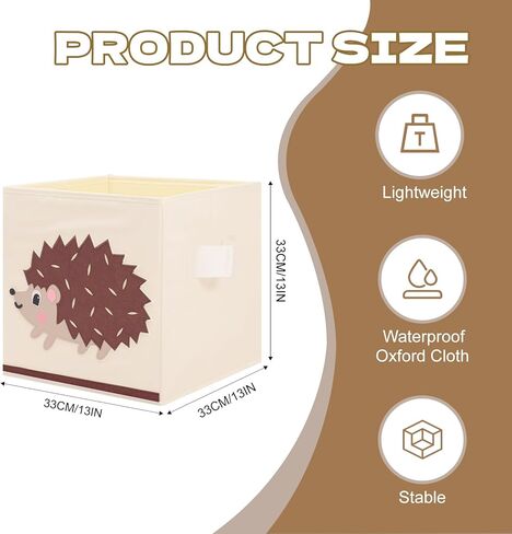 decalsweet Toy Box Chest for Kids Large 4 pcs, Collapsible Oxford Toy Storage Box with Handles for Boys Girls, Lightweight Sturdy Toy Box for Bedroom Playroom,12.5 Inch (Cute Animal) in Kuwait