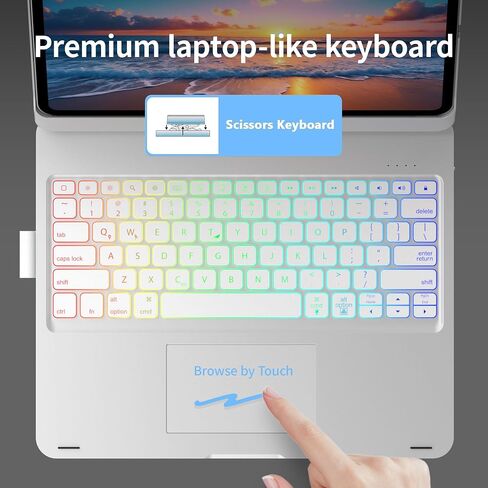 Touch Case مع لوحة المفاتيح لـ iPad Pro 13 بوصة (M4 ، 2024) ، iPad Air 13 بوصة (M3 ، 2025/M2 ، 2024) و iPad Pro 12.9 (6th/5/4th/3rd Gen) ، Trackpad ، 360 ° Rotatable ، 7 Colors Backlit (Rose Gold) in Kuwait