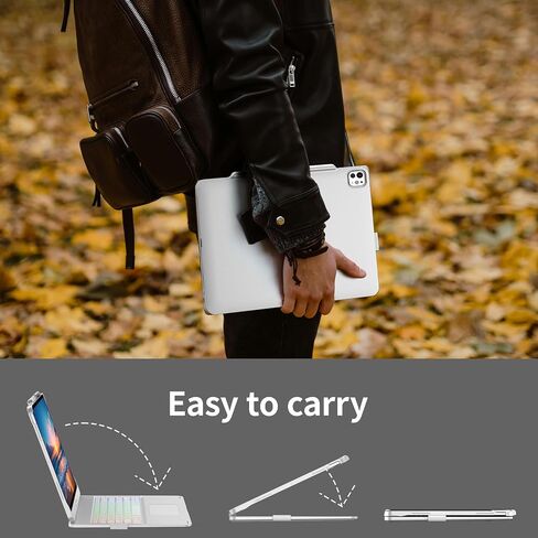 Touch Case مع لوحة المفاتيح لـ iPad Pro 13 بوصة (M4 ، 2024) ، iPad Air 13 بوصة (M3 ، 2025/M2 ، 2024) و iPad Pro 12.9 (6th/5/4th/3rd Gen) ، Trackpad ، 360 ° Rotatable ، 7 Colors Backlit (Rose Gold) in Kuwait