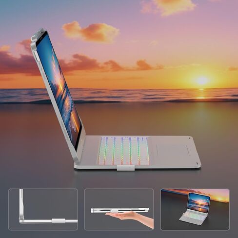 Touch Case مع لوحة المفاتيح لـ iPad Pro 13 بوصة (M4 ، 2024) ، iPad Air 13 بوصة (M3 ، 2025/M2 ، 2024) و iPad Pro 12.9 (6th/5/4th/3rd Gen) ، Trackpad ، 360 ° Rotatable ، 7 Colors Backlit (Rose Gold) in Kuwait