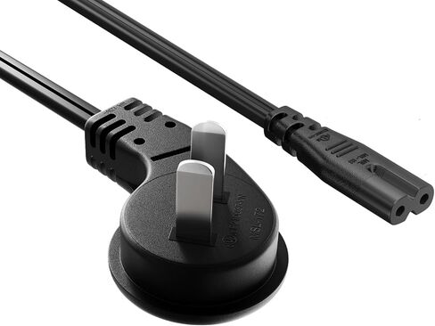 Cableleader 1ft Ultra Low Profile NEMA 1-15p زاوية إلى C7 سلك الطاقة غير المستقطب 18AWG SPT-2 7A/125V ، أسود in Kuwait