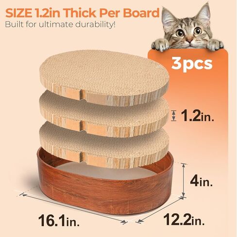 ComSaf Cat Scratcher Bed, Corrugated Cardboard Cat Scratch Bed Lounge Durable Long Lasting, Cat Scratch Pad Cat Scratching Board for Indoor Cats Protecting Furniture Sofa(Oval) in Saudi Arabia