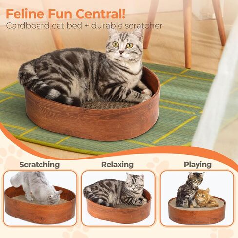 ComSaf Cat Scratcher Bed, Corrugated Cardboard Cat Scratch Bed Lounge Durable Long Lasting, Cat Scratch Pad Cat Scratching Board for Indoor Cats Protecting Furniture Sofa(Oval) in Saudi Arabia