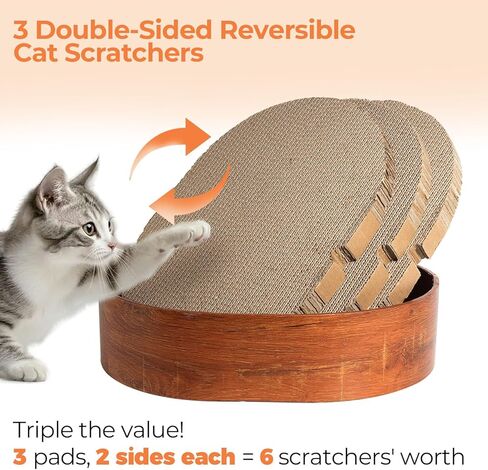 ComSaf Cat Scratcher Bed, Corrugated Cardboard Cat Scratch Bed Lounge Durable Long Lasting, Cat Scratch Pad Cat Scratching Board for Indoor Cats Protecting Furniture Sofa(Oval) in Saudi Arabia