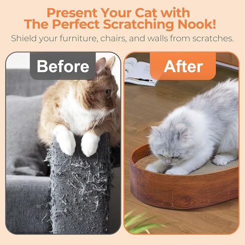 ComSaf Cat Scratcher Bed, Corrugated Cardboard Cat Scratch Bed Lounge Durable Long Lasting, Cat Scratch Pad Cat Scratching Board for Indoor Cats Protecting Furniture Sofa(Oval) in Saudi Arabia