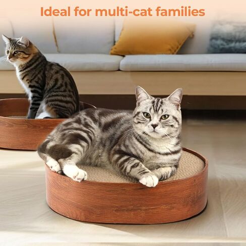 ComSaf Cat Scratcher Bed, Corrugated Cardboard Cat Scratch Bed Lounge Durable Long Lasting, Cat Scratch Pad Cat Scratching Board for Indoor Cats Protecting Furniture Sofa(Oval) in Saudi Arabia