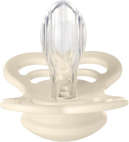BIBS Supreme Baby Pacifier 2-Pack | Made in Denmark | BPA Free Dummy Soother, Symmetrical Silicone, Size 2 (6-18 Months), Ivory/Blush in Saudi Arabia