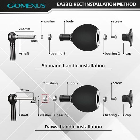 GOMEXUS Power Knob Compatible for Shimano Stella FJ 1000-5000 Biomaster 1000-5000 Nasci Daiwa 17 Exceler 2004-4000 16 Blast 3500-4000 Spinning Reel Handle Round Knob Direct Fitment 38mm in Saudi Arabia
