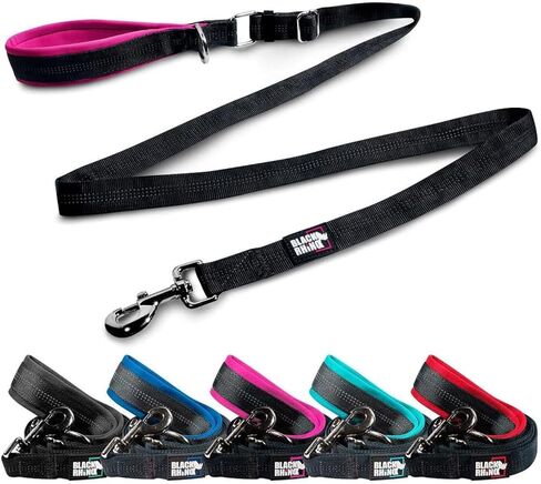Black Rhino – Dog Leash Adjustable Length (3-5 Feet) with Soft Neoprene Padded Handle | Heavy Duty Lead for Easy Control | Small Medium Large Breeds | Reflective Stitching (Aqua/Grey) in Kuwait