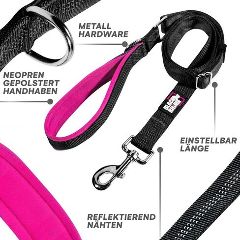 Black Rhino – Dog Leash Adjustable Length (3-5 Feet) with Soft Neoprene Padded Handle | Heavy Duty Lead for Easy Control | Small Medium Large Breeds | Reflective Stitching (Aqua/Grey) in Kuwait