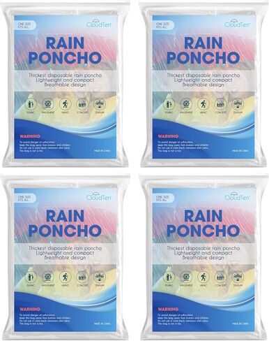 Rain Poncho Multicolor 5-Pack. Premium Quality Rain Ponchos for Adults and Kids Durable & Lightweight Ponchos Family Pack in Red, Blue, Yellow, Green, Purple for All-Weather Protection. in Kuwait