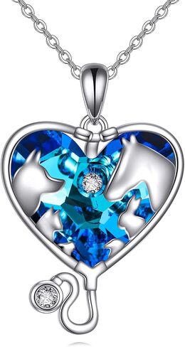 YFN Veterinary Necklace Sterling Silver Vet Techs Pendant Veterinarian Stethoscope Jewelry Gifts for Women Girls in Saudi Arabia