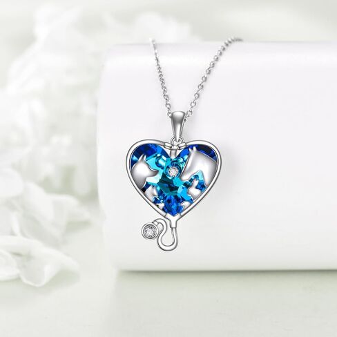 YFN Veterinary Necklace Sterling Silver Vet Techs Pendant Veterinarian Stethoscope Jewelry Gifts for Women Girls in Saudi Arabia