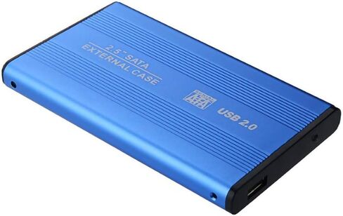 JMT 2.5 Inch USB 2.0 to SATA External Enclosure Case 480Mbps Mobile Aluminium Alloy HDD Enclosure Case Hard Drive Caddy Box with Protective Pouch for PC (Blue) in Kuwait