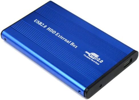JMT 2.5 Inch USB 2.0 to SATA External Enclosure Case 480Mbps Mobile Aluminium Alloy HDD Enclosure Case Hard Drive Caddy Box with Protective Pouch for PC (Blue) in Kuwait