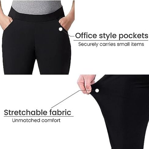SLIM-SATION Women's Wide Band Ankle Pant Pull-on Pant with Tummy Control in Saudi Arabia