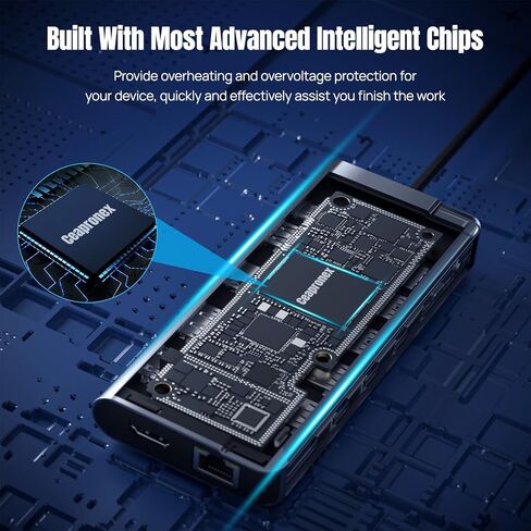 محطة إرساء الكمبيوتر المحمول USB C 3 شاشة 14 في 1 موزع USB C ثلاثي العرض لأجهزة MacBook/Dell/HP/Lenovo Dual HDMI 4K، DP 8K، شاحن PD، جيجابت إيثرنت، 6 منافذ USB، قارئ بطاقة SD/TF، ​​ميكروفون/صوت in Saudi Arabia
