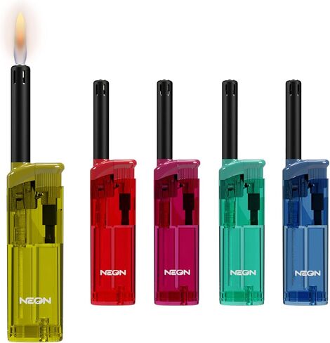 Neon Refillable Lighters Ourdoor Lighter Regular Flame Lighter Reusable Lighter 5PCS 5 Colors Lighters in Kuwait