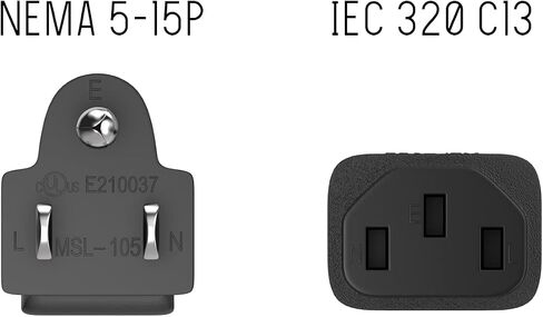 CableLeader 12ft Shielded NEMA 5-15P to C13 Shielded Heavy Duty Universal Power Cord, 18 AWG, 10A/125V, SVT, for Computer & TVs, Black in Kuwait