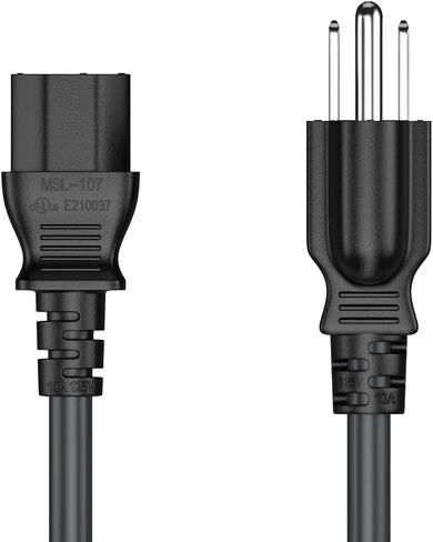 CableLeader 12ft Shielded NEMA 5-15P to C13 Shielded Heavy Duty Universal Power Cord, 18 AWG, 10A/125V, SVT, for Computer & TVs, Black in Kuwait