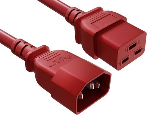 CableLeader 2ft 14 AWG 15A 250V Heavy Duty Power Cord Cable IEC320 C14 to IEC320 C19, UL Listed in Saudi Arabia