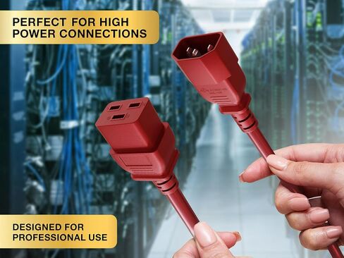 CableLeader 2ft 14 AWG 15A 250V Heavy Duty Power Cord Cable IEC320 C14 to IEC320 C19, UL Listed in Saudi Arabia