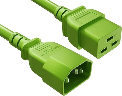 CableLeader 2ft 14 AWG 15A 250V Heavy Duty Power Cord Cable IEC320 C14 to IEC320 C19, UL Listed in Saudi Arabia