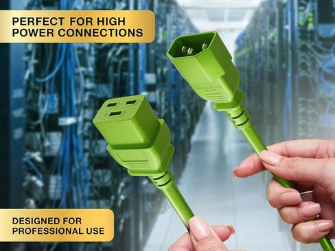CableLeader 2ft 14 AWG 15A 250V Heavy Duty Power Cord Cable IEC320 C14 to IEC320 C19, UL Listed in Saudi Arabia