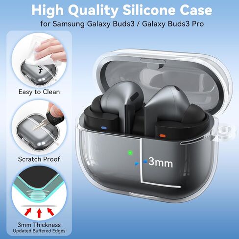 تغطية Clear Clear Vanjua لـ Samsung Galaxy Buds 3/3 Pro ، و Soft TPU مقاومة للصدمة ، وغطاء حالة وقائي كامل متوافق مع Galaxy Buds 3/3 Pro in Kuwait