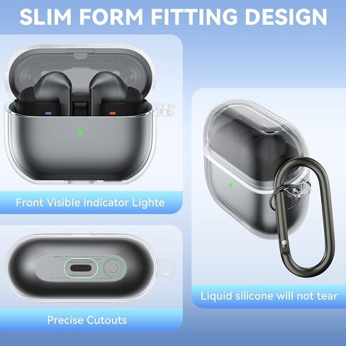 تغطية Clear Clear Vanjua لـ Samsung Galaxy Buds 3/3 Pro ، و Soft TPU مقاومة للصدمة ، وغطاء حالة وقائي كامل متوافق مع Galaxy Buds 3/3 Pro in Kuwait