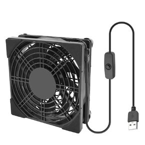 XMSJSIY USB محرك مروحة التوجيه مروحة التبريد 1800RPM CASE CASE CASE مروحة 120 مم 5V مع مفتاح التشغيل/OFF لمستقبل مودم جهاز التوجيه DVR PlayStation TV مربع - 1PCS