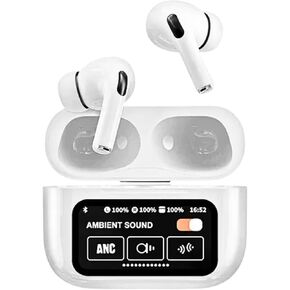 cphusa earbuds اللاسلكي Bluetooth A9 Pro Noise إلغاء سماعات الأذن Bluetooth لتشغيل عرض LED اللاسلكي 13 في 1 ، MIC ، شحن USB-الموسيقى والألعاب والمكالمات-يعمل مع iPhone & Android (أبيض)