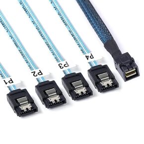 JMT MINI SAS HD 8643 إلى 4X SATA 7P تمديد الأنثى كابل 6GBPS دعم 2.5 بوصة 3.5 بوصة SATA I II III (100 سم)