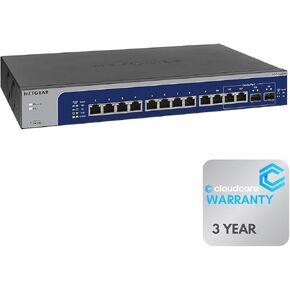 NETGEAR XS512EM 12-Port Multi-Gigabit Managed Switch | 10 x 100/1000/2.5G/5G/10GBase-T + 2 x Combo 10 Gigabit SFP+ | 𝐑𝐚𝐜𝐤-𝐌𝐨𝐮𝐧𝐭𝐚𝐛𝐥𝐞 | Cloud Care's 3 Year Warranty SupportPlus Included