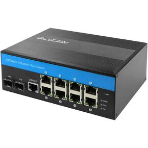 Industrial Gigabit Ethernet L2 Managed Switch 8 X Gigabit Ports 2 X SFP Slots DIN-Rail Mount IP40 with Vlan Qos LACP STP/RSTP Management…