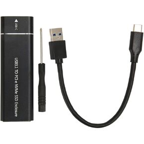 M.2 NVMe SSD Enclosure, 10Gbps Aluminum Alloy High Speed UASP Protocol, 2TB Capacity, PCIe SSD Enclosure for SSD 2230 2242 (Type A to C Cable)