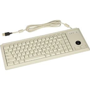 Cherry G84-4420LUBEU-0 UltraSlim Compact Keyboard with USB Interface and Optical Trackball, 15" Width, Light Gray