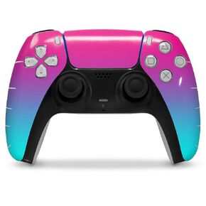 WraptorSkinz Skin Wrap compatible with Sony PS5 DualSense Controller Smooth Fades Neon Teal Hot Pink (CONTROLLER NOT INCLUDED)