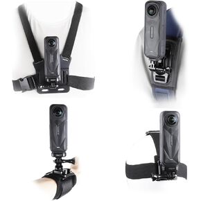 مجموعة الملحقات لـ Insta 360 X5 x4 x3 x2 ، حزام حزام رأس حزام على رأس الصدر ، حزام معصم حقائب الظهر ، محول دوار 360 درجة + إصدار سريع لـ Insta360 واحد X5 X4 x3 كاميرا حزمة الكاميرا
