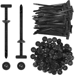 100PCS Nylon Universal Cable Tie Buckle – Heavy Duty Self-Locking Automotive Zipper Clips with Pin & Button, Universal Fit 95% Vehicles, UV Resistant, Multi-Purpose Zip Tie Clips for Car Repair & Home