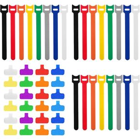 48PCS Multicolor Cable Labels and Reusable Fastening Cable Ties Sets Write-On Wire Cable Labels for Electronics with 24 Adhesive Wire Labels + 24 Ties for Management Ldentification Home Supplie Office