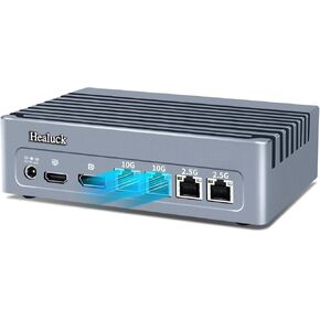 S7 Dual 10GbE Mini PC N305, Firewall Micro Appliance 4 LAN (2 x 10Gbit, 2 x i226V 2.5GbE), DDR5 8GB RAM 128GB SSD, 2 x NVMe Firewall Hardware, USB-C Port, 2USB3.2 10Gbps, SPK/MIC