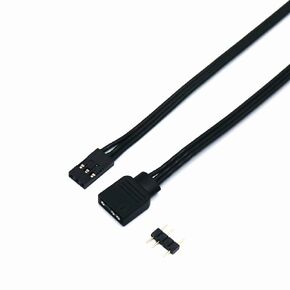 Angitu for Corsair Fan RGB ARGB Adapter Cable HD LL120 140 QL 3Pin 4Pin Fan to 5V 3Pin RGB LED Cable 50cm (Black Sleeved 3P Male)